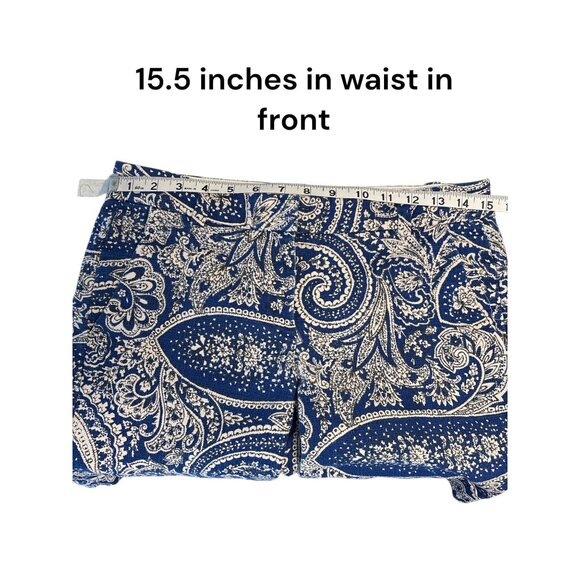 J. Crew Womens Paisley Stretch Cotton Shorts Size 2 Navy & White - Picture 5 of 7
